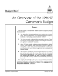 An Overview of the 1996-97 Governor’s Budget Budget Brief S