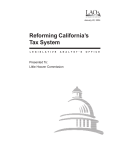 LAO Reforming California’s Tax System Presented To: