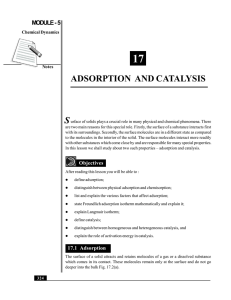 17 ADSORPTION AND CATALYSIS S MODULE - 5