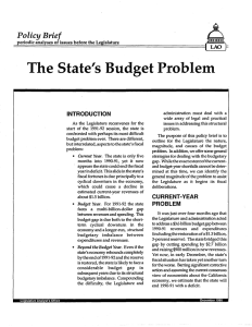 The State's Budget Problem .~