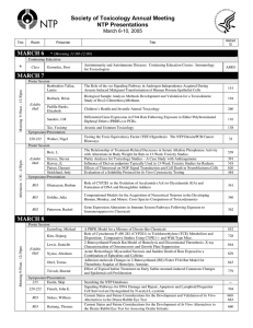MARCH 6 Society of Toxicology Annual Meeting NTP Presentations