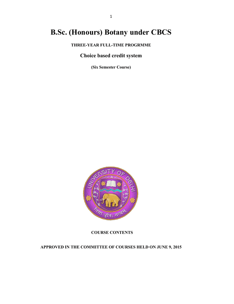 B Sc Honours Botany Under Cbcs Choice Based Credit System