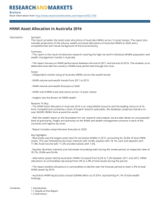 HNWI Asset Allocation in Australia 2016 Brochure