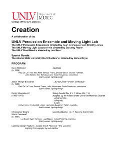 Creation  UNLV Percussion Ensemble and Moving Light Lab