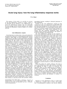 Acute lung injury: how the lung inflammatory response works P.A. Ward