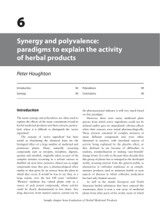 6 Synergy and polyvalence: paradigms to explain the activity of herbal products