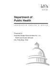 Department of Public Health Presented to: Assembly Budget Subcommittee No. 1 on