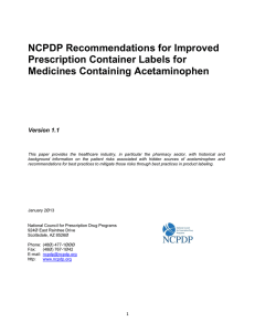 NCPDP Recommendations for Improved Prescription Container Labels for Medicines Containing Acetaminophen
