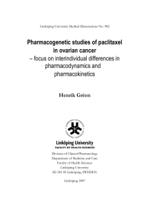Pharmacogenetic studies of paclitaxel in ovarian cancer pharmacodynamics and
