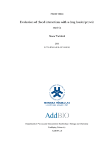 Evaluation of blood interactions with a drug loaded protein matrix Master thesis