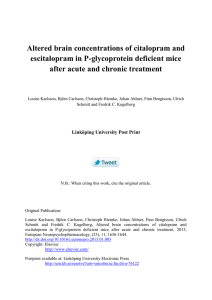 Altered brain concentrations of citalopram and escitalopram in P-glycoprotein deficient mice