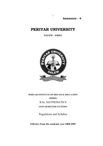 PERIYAR UNIVERSITY  Annexure - 4 B.Sc. MATHEMATICS