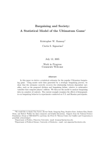 Bargaining and Society: A Statistical Model of the Ultimatum Game