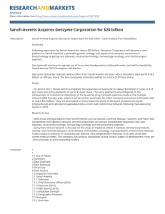 Sanofi-Aventis Acquires Genzyme Corporation for $20 billion Brochure