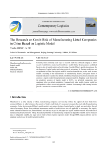 Contemporary Logistics The Research on Credit Risk of Manufacturing Listed Companies