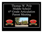 Thomas W. Pyle Middle School 6 Grade Articulation