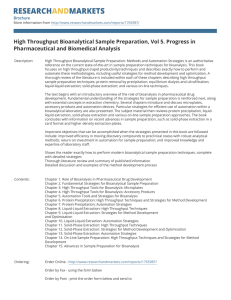High Throughput Bioanalytical Sample Preparation, Vol 5. Progress in