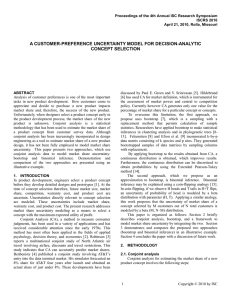 A CUSTOMER-PREFERENCE UNCERTAINTY MODEL FOR DECISION-ANALYTIC CONCEPT SELECTION