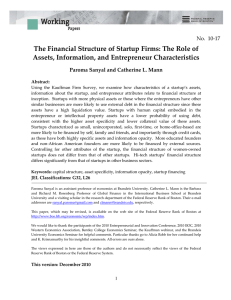 The Financial Structure of Startup Firms: The Role of