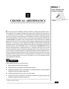 2 CHEMICAL ARITHMATICS W MODULE - 1