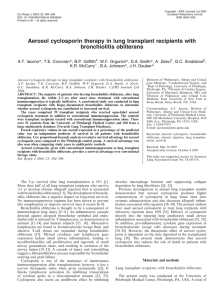 Aerosol cyclosporin therapy in lung transplant recipients with bronchiolitis obliterans