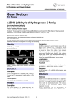 Gene Section ALDH2 (aldehyde dehydrogenase 2 family (mitochondrial)) Atlas of Genetics and Cytogenetics