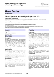 Gene Section SPA17 (sperm autoantigenic protein 17) Atlas of Genetics and Cytogenetics