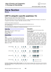 Gene Section USP15 (ubiquitin specific peptidase 15)  Atlas of Genetics and Cytogenetics
