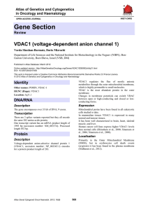 Gene Section VDAC1 (voltage-dependent anion channel 1) Atlas of Genetics and Cytogenetics