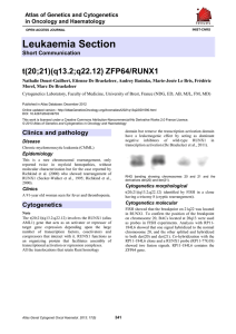 Leukaemia Section t(20;21)(q13.2;q22.12) ZFP64/RUNX1  Atlas of Genetics and Cytogenetics