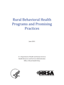 Rural Behavioral Health Programs and Promising Practices