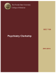 Psychiatry Clerkship The Florida State University College of Medicine BCC 7150