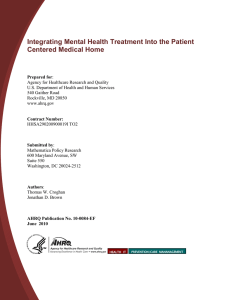Integrating Mental Health Treatment Into the Patient Centered Medical Home