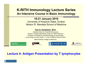 Lecture 4: Antigen Presentation by T lymphocytes