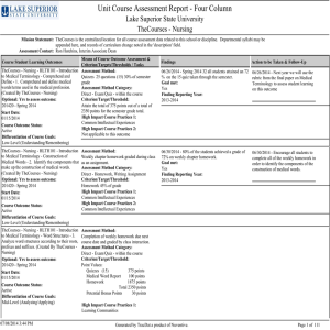 Unit Course Assessment Report - Four Column Lake Superior State University