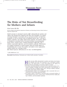 The Risks of Not Breastfeeding for Mothers and Infants M R