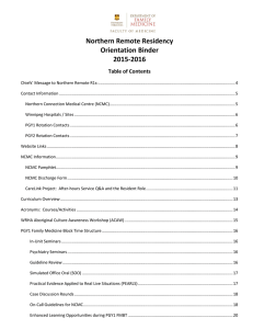 Northern Remote Residency Orientation Binder 2015-2016