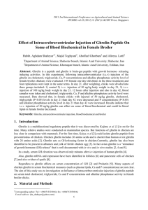 Effect of Intracerebroventricular Injection of Ghrelin Peptide On