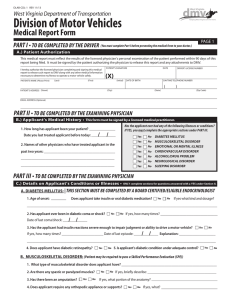Division of Motor Vehicles Medical Report Form PART I •