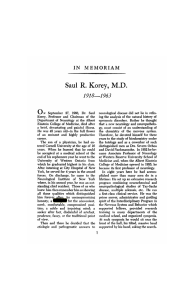 o Saul R. Korey, M.D. IN MEMORIAM 1918—1963