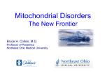 Mitochondrial Disorders The New Frontier Bruce H. Cohen, M.D. Professor of Pediatrics