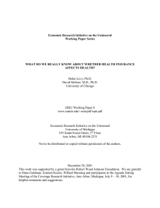 Economic Research Initiative on the Uninsured Working Paper Series