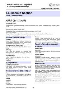 Leukaemia Section t(17;21)(q11.2;q22) Atlas of Genetics and Cytogenetics in Oncology and Haematology
