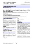Leukaemia Section t(1;14)(p22;q32) in non Hodgkin's lymphoma (NHL) in Oncology and Haematology
