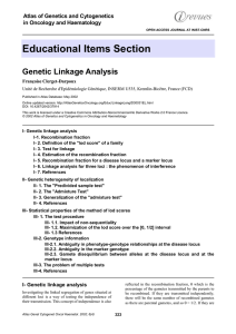Educational Items Section Genetic Linkage Analysis Atlas of Genetics and Cytogenetics