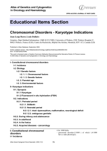 Educational Items Section Chromosomal Disorders - Karyotype Indications in Oncology and Haematology