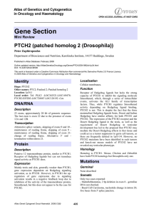 Gene Section PTCH2 (patched homolog 2 (Drosophila)) Atlas of Genetics and Cytogenetics