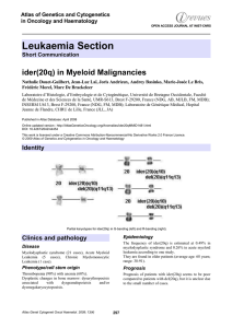 Leukaemia Section ider(20q) in Myeloid Malignancies Atlas of Genetics and Cytogenetics