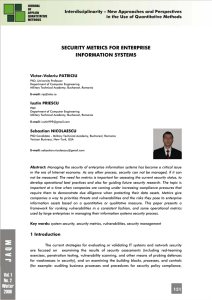 SECURITY METRICS FOR ENTERPRISE INFORMATION SYSTEMS Interdisciplinarity – New Approaches and Perspectives