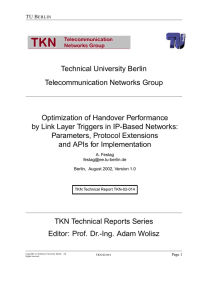 Technical University Berlin Telecommunication Networks Group Optimization of Handover Performance